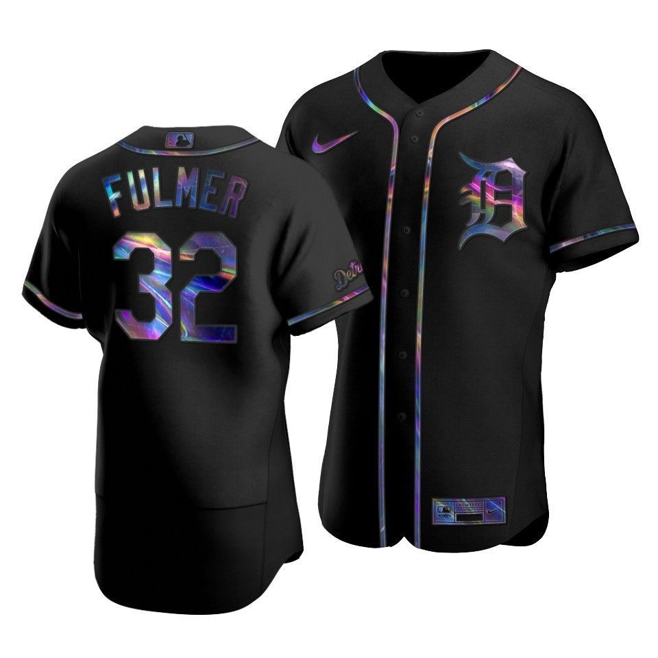 Detroit Tigers Michael Fulmer #32 Iridescent Logo Holographic Limited Jersey Black