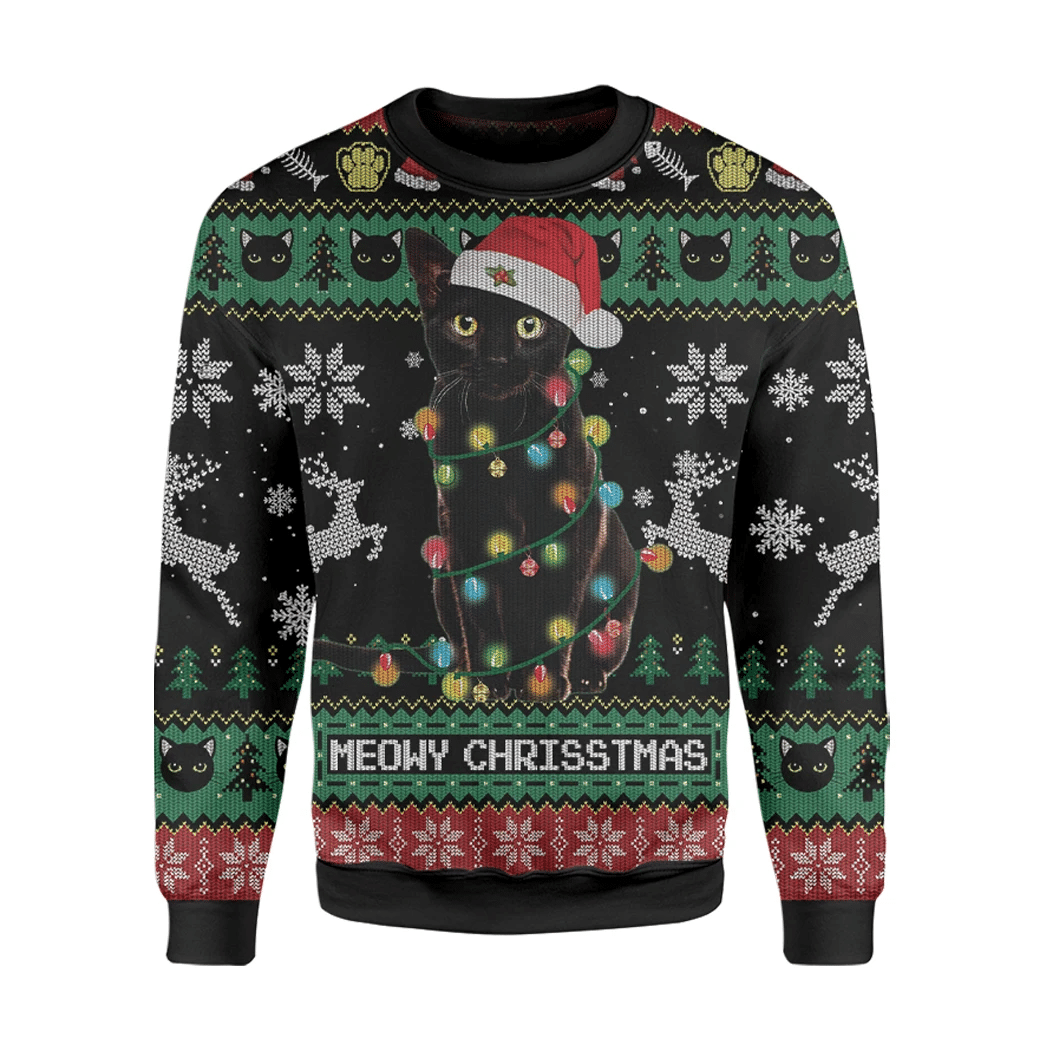 Alohazing 3D Meowy Cat Ugly Christmas Sweatshirt