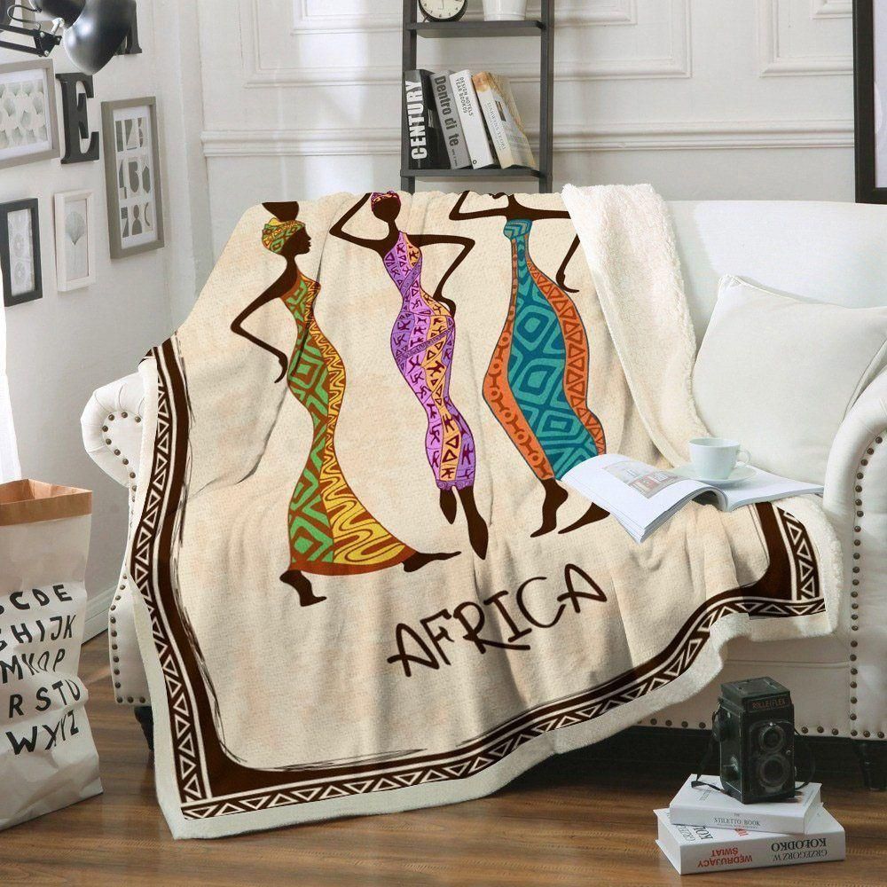 Africa Women Dancing Printed Fleece Blanket, Sherpa Blanket, Gift For Parent, Family Member, Friends Gift, Christmas Gift, Home Decor, Home Living