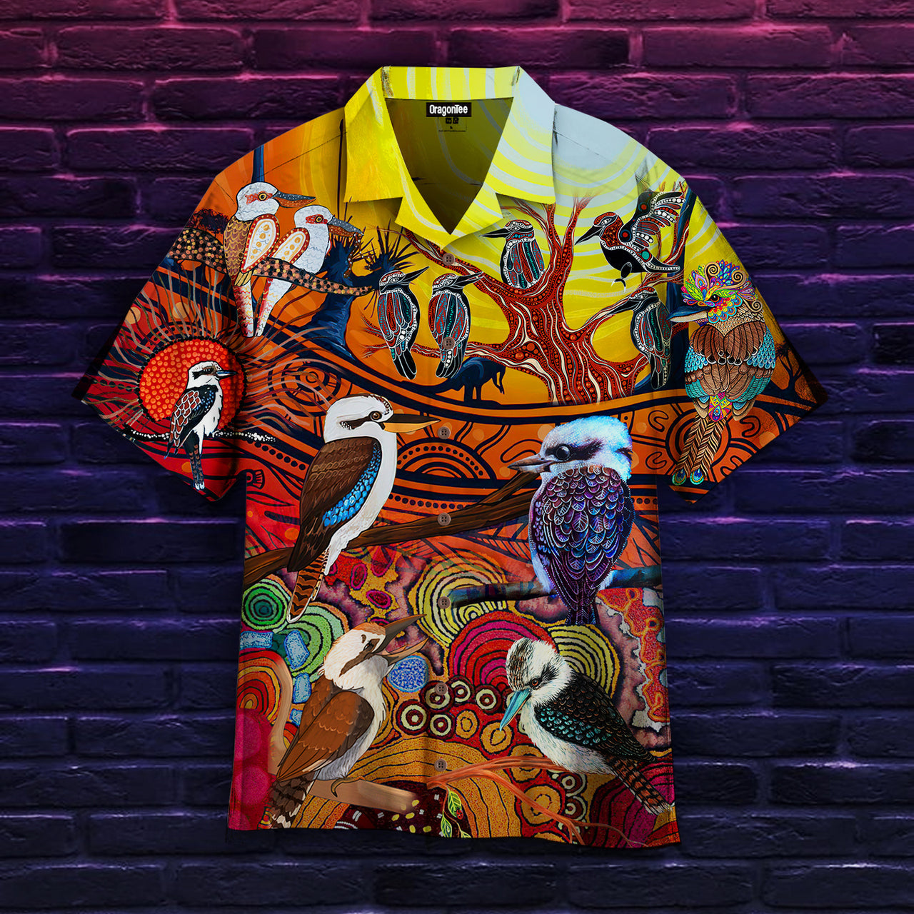 A Spirit Bird – Kookaburra Dreaming Aboriginal Art Hawaiian Shirt | For Men & Women | Hw2273