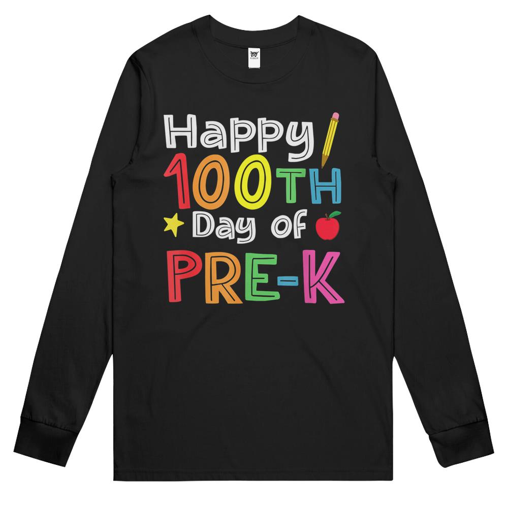 100 Days Of Pre K Teacher And Student Teacher Boy Girl Long Sleeve T Shirts