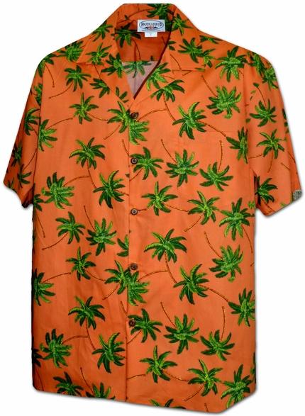 Hurricane Palms Orange Hawaii Summer Shirt Ha15955