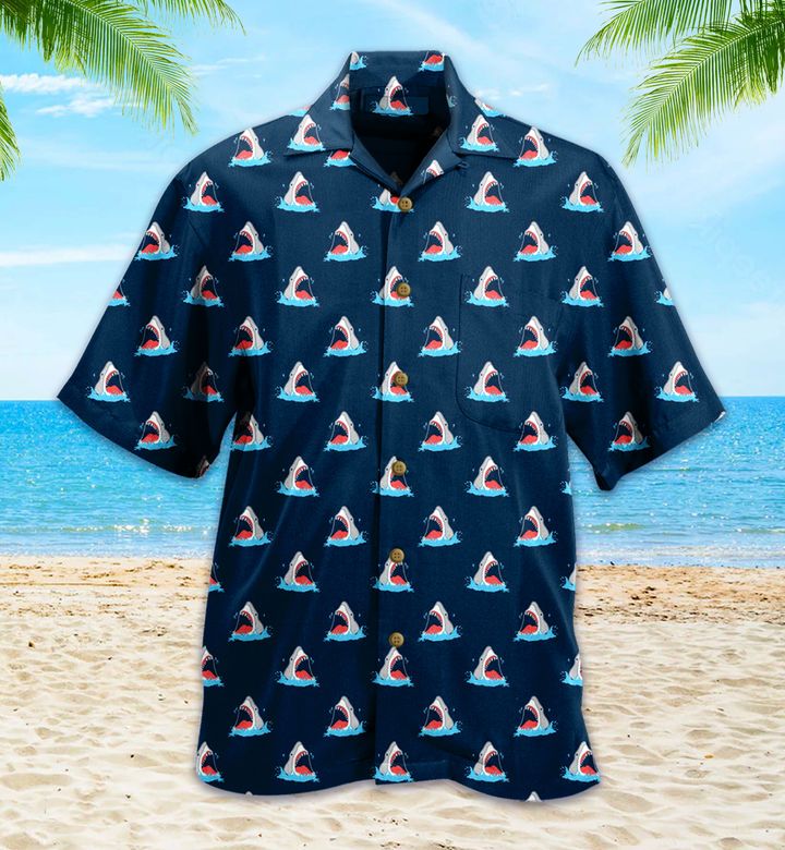 Shark Dark Blue Hawaii Shirt Ha94198