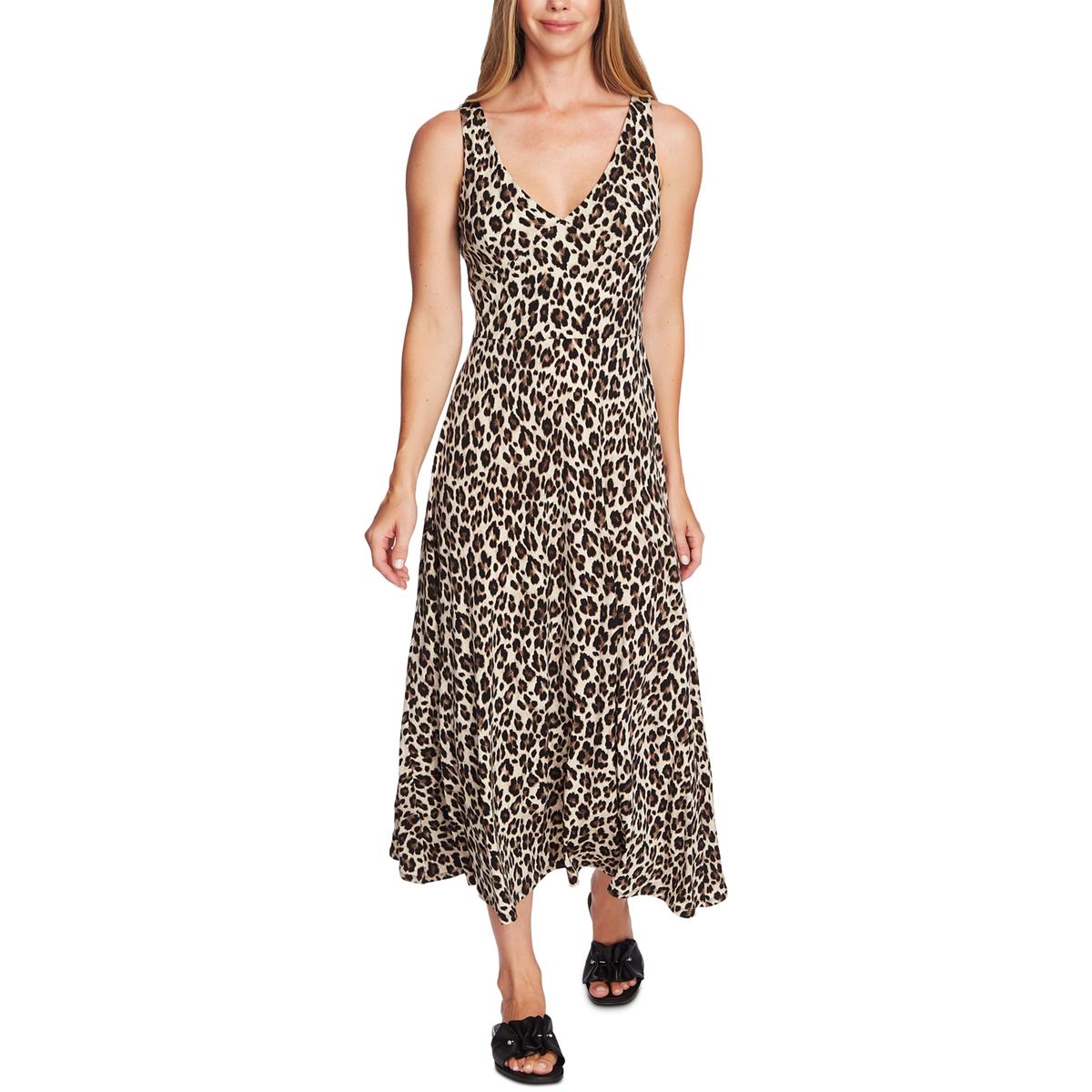 Womens V-Neck Leopard-Print Maxi Dress