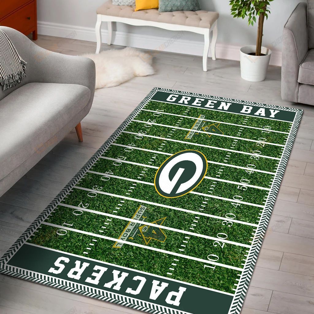 Green Bay Packers Area Rug Carpet American Football Field Polyester Area Rug Mat for Living Dining Dorm Room Bedroom Home Decorative