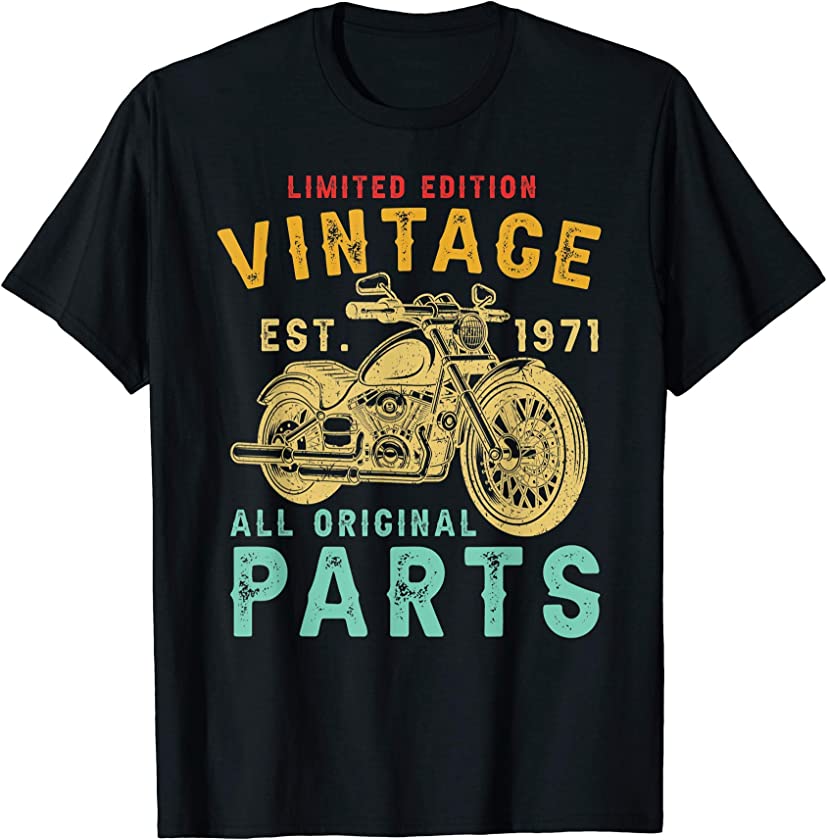 50th Birthday Vintage Motorcycle Awesome Since 1971 T-Shirt