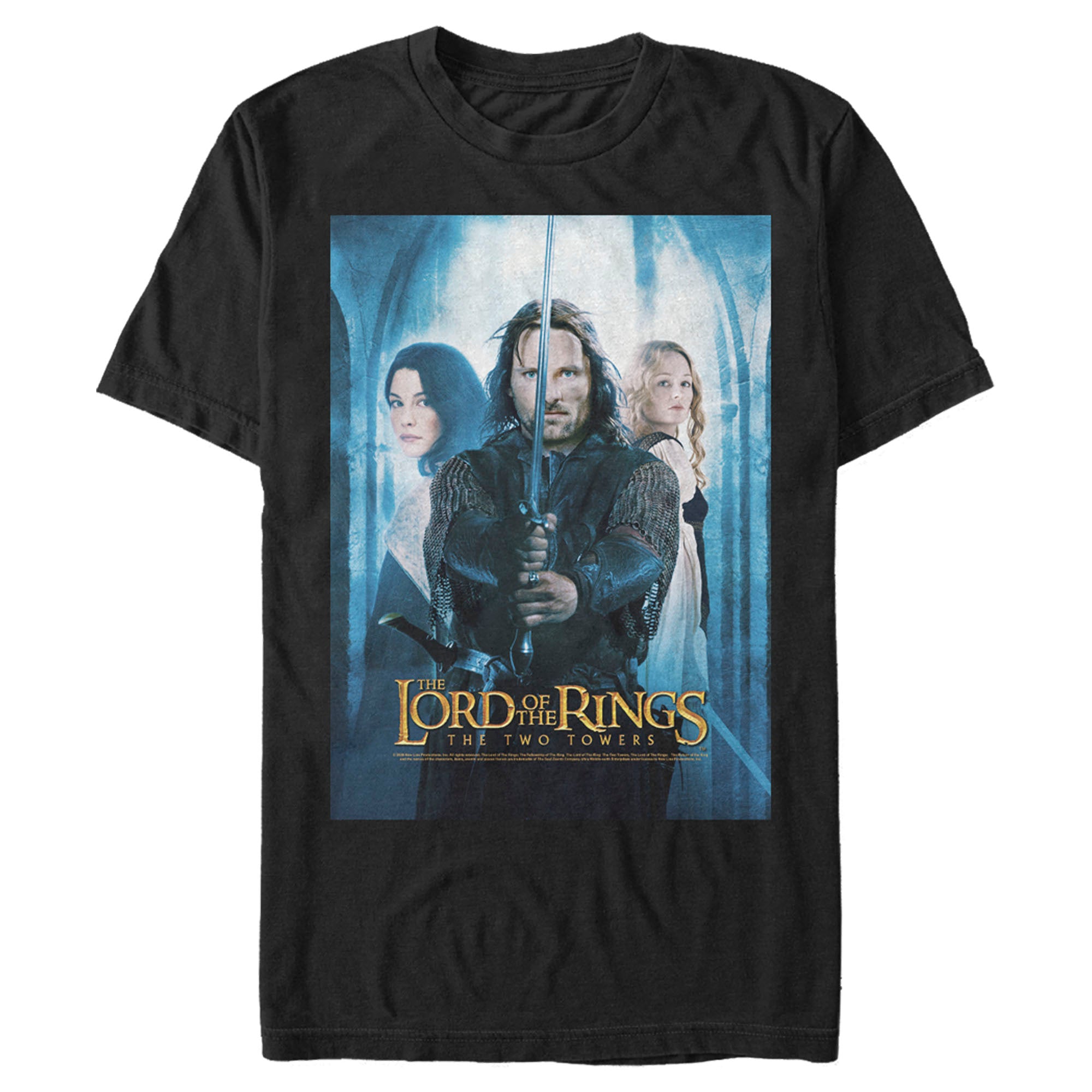 The Lord Of The Rings Men’S Two Towers Aragorn Arwen And Galadriel Logo  T-Shirt