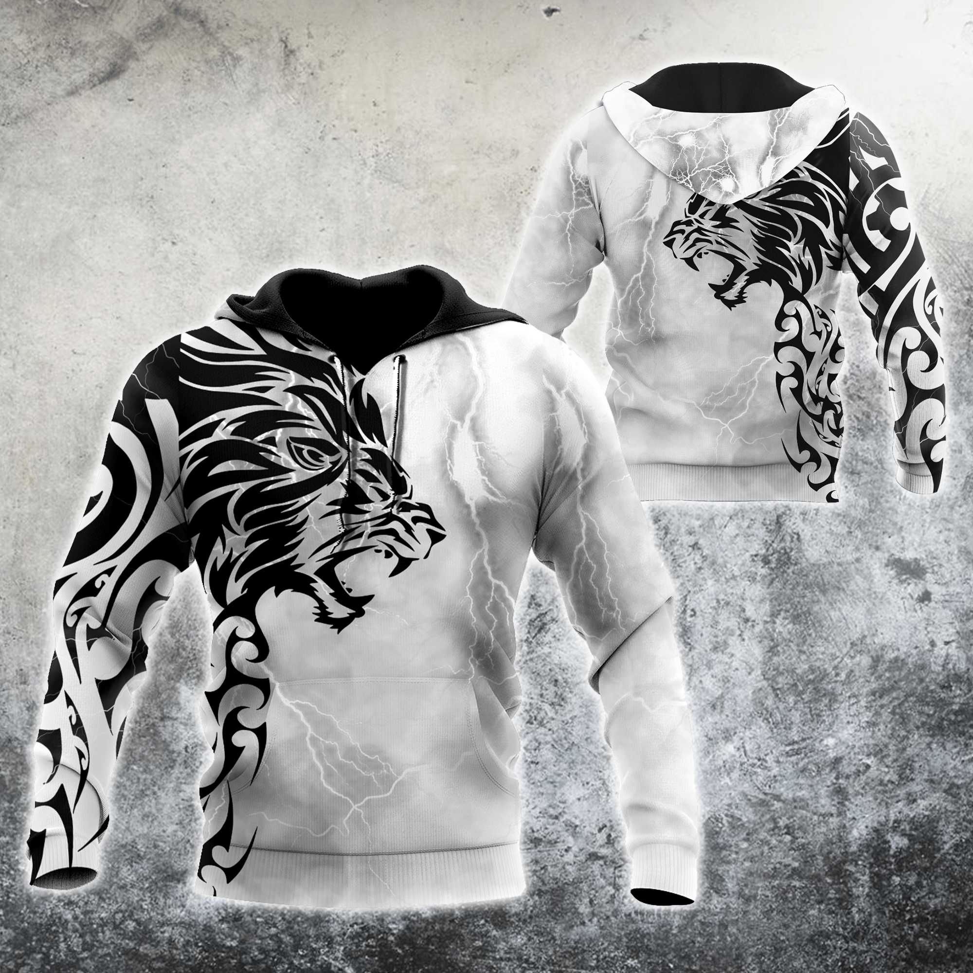 Tribal Tattoo Lion Black And White Amazing 3D Printed Sublimation Hoodie Hooded Sweatshirt Comfy Soft And Warm For Men Women S To 5Xl Ctc25037936