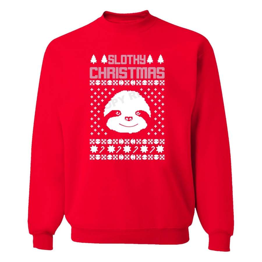 XtraFly Apparel Slothy Xmas Sloth Ugly Christmas Pullover Crewneck-Sweatshirt