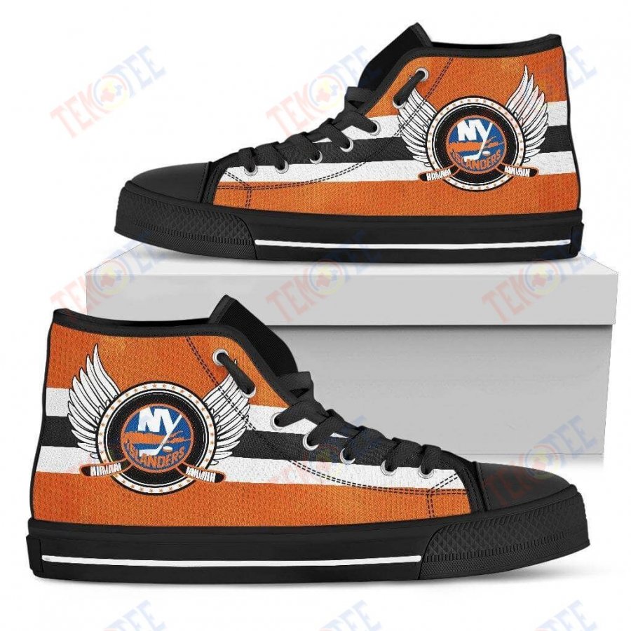 Mens Womens New York Islanders Logo Vintage Biker Wings High Top Shoesshoes TMT540