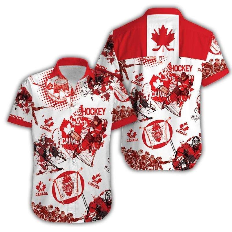 Get Here Hawaii Aloha Shirts Canada Hockey Tropical Ha5080