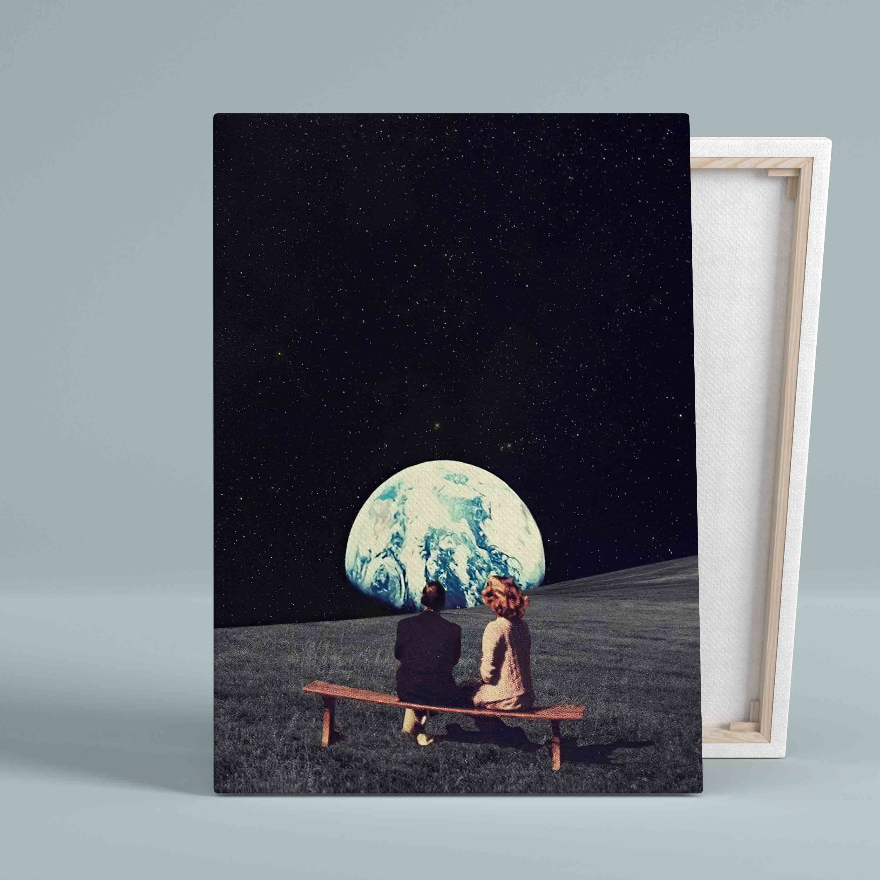 We Used To Live There Poster Canvas, Couple In The Universe Canvas, Space And Earth Canvas, Gift Canvas