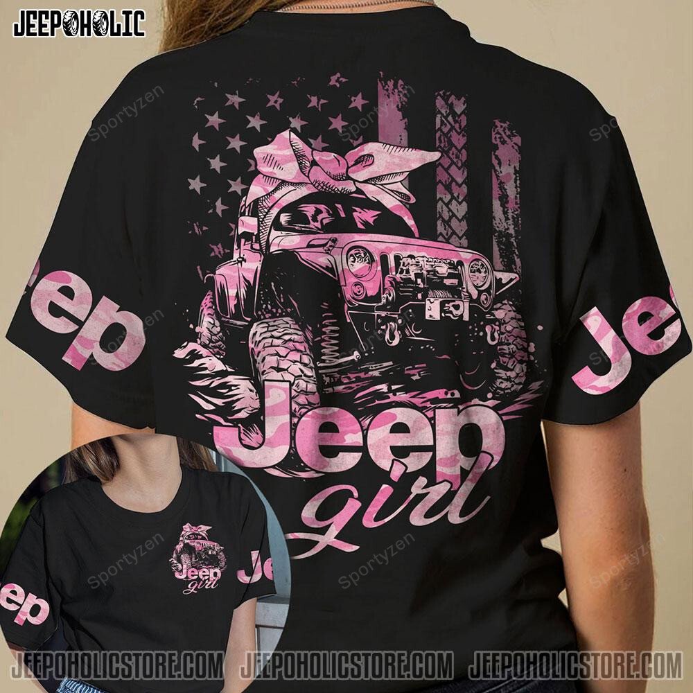 Jeep Girl Breast Cancer Camo Unisex Aop T-Shirt #Kv