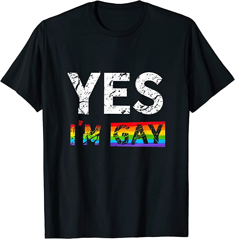 YES I’M GAY Funny Rainbow LGBT Gay Pride Month Retro Vintage T-Shirt