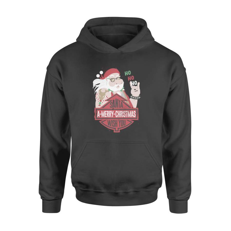 Santa Biker A Merry Christmas Wish You Ho Ho Ho Hoodie
