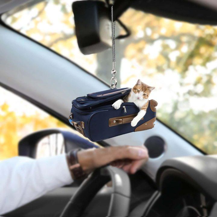 Cat Kittens In Suitcase Car Hanging Ornament