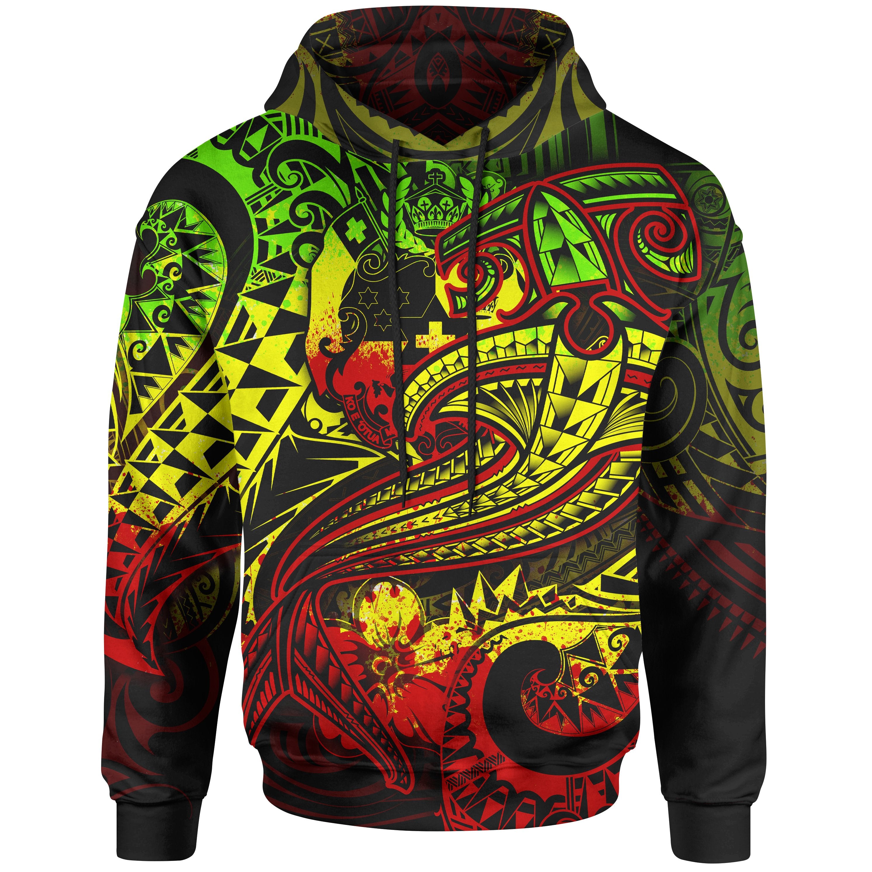 Tonga Hoodie – Reggae Shark Polynesian Tattoo – Pacific Print Hoodie