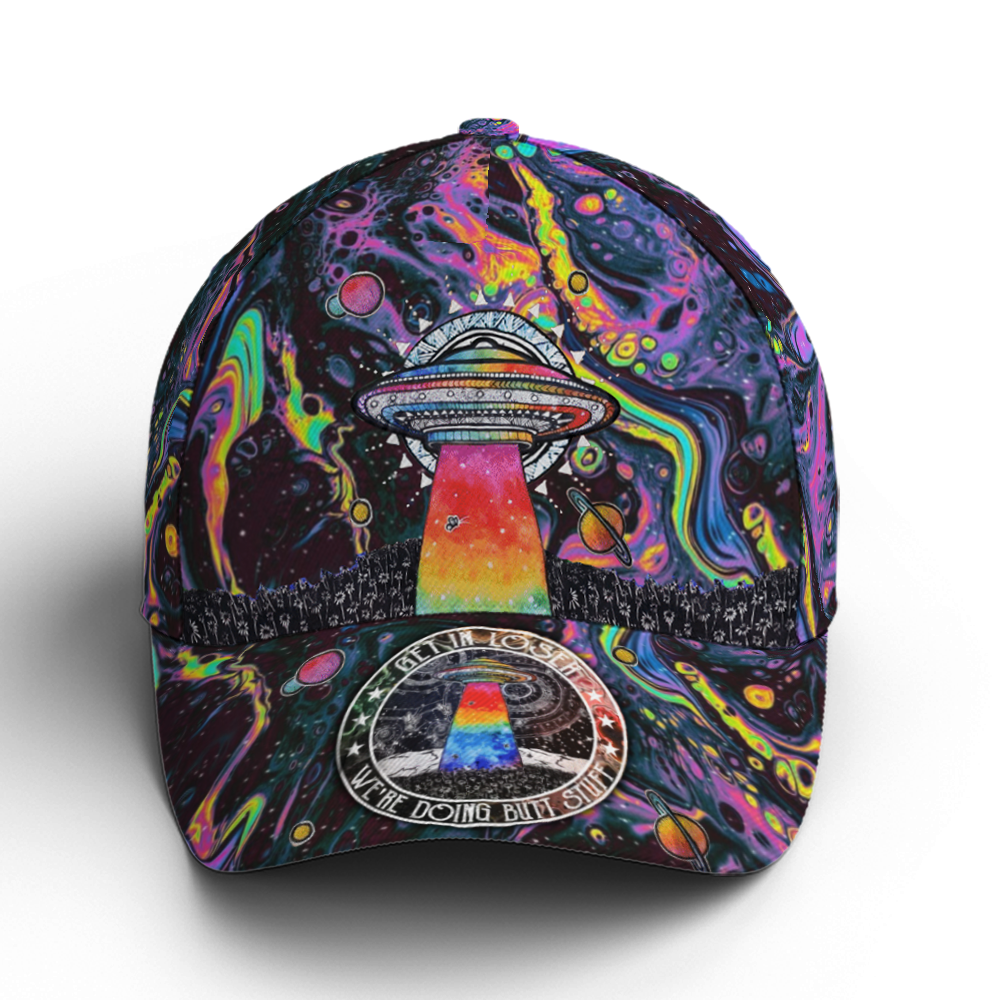 Get In Loser Psychedelic Style Spaceship Baseball Cap Coolspod