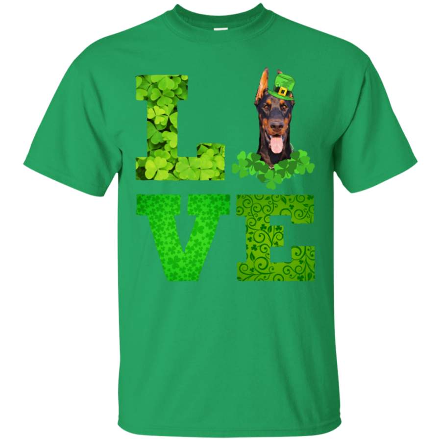 Love Doberman St Patricks Day Leprechaun T-shirt HT01