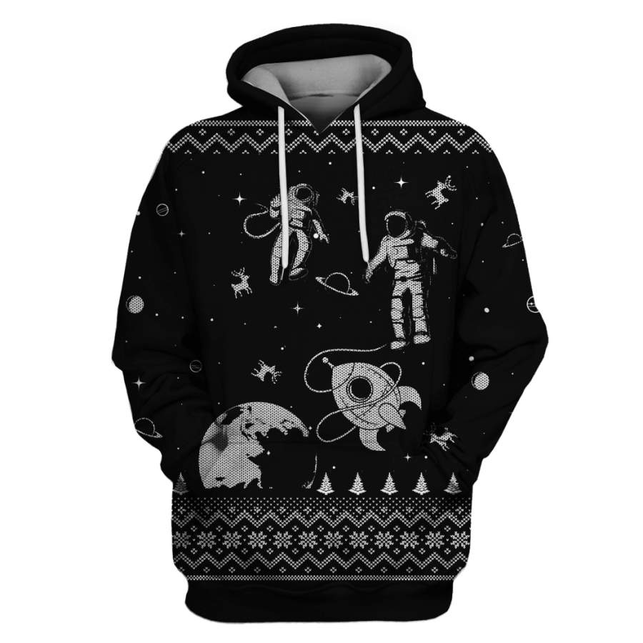 Astronauts in the space with Reindeer Custom T-shirt – Hoodies Apparel