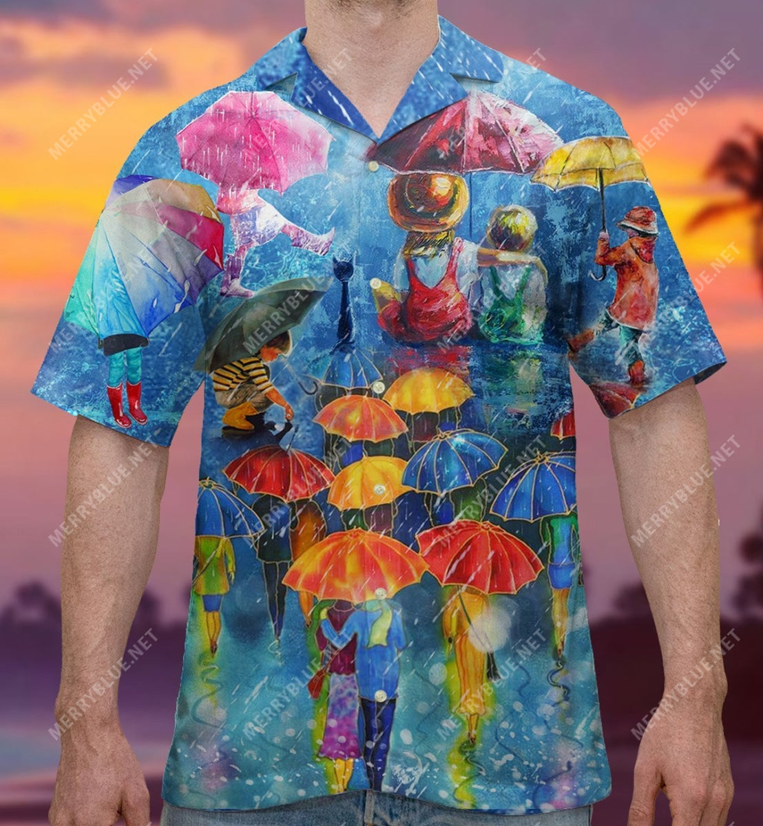 Umbrellas On A Rainy Day Unisex Hawaii Shirt Ha80559