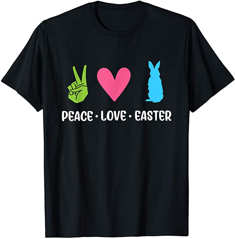 Peace Sign Love Heart Easter Bunny T-Shirt