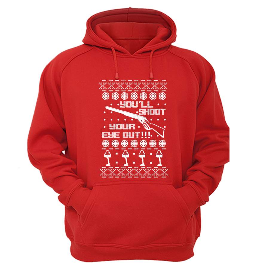 XtraFly Apparel You’ll Shoot Your Eye Out Ugly Christmas Hooded-Sweatshirt Pullover Hoodie