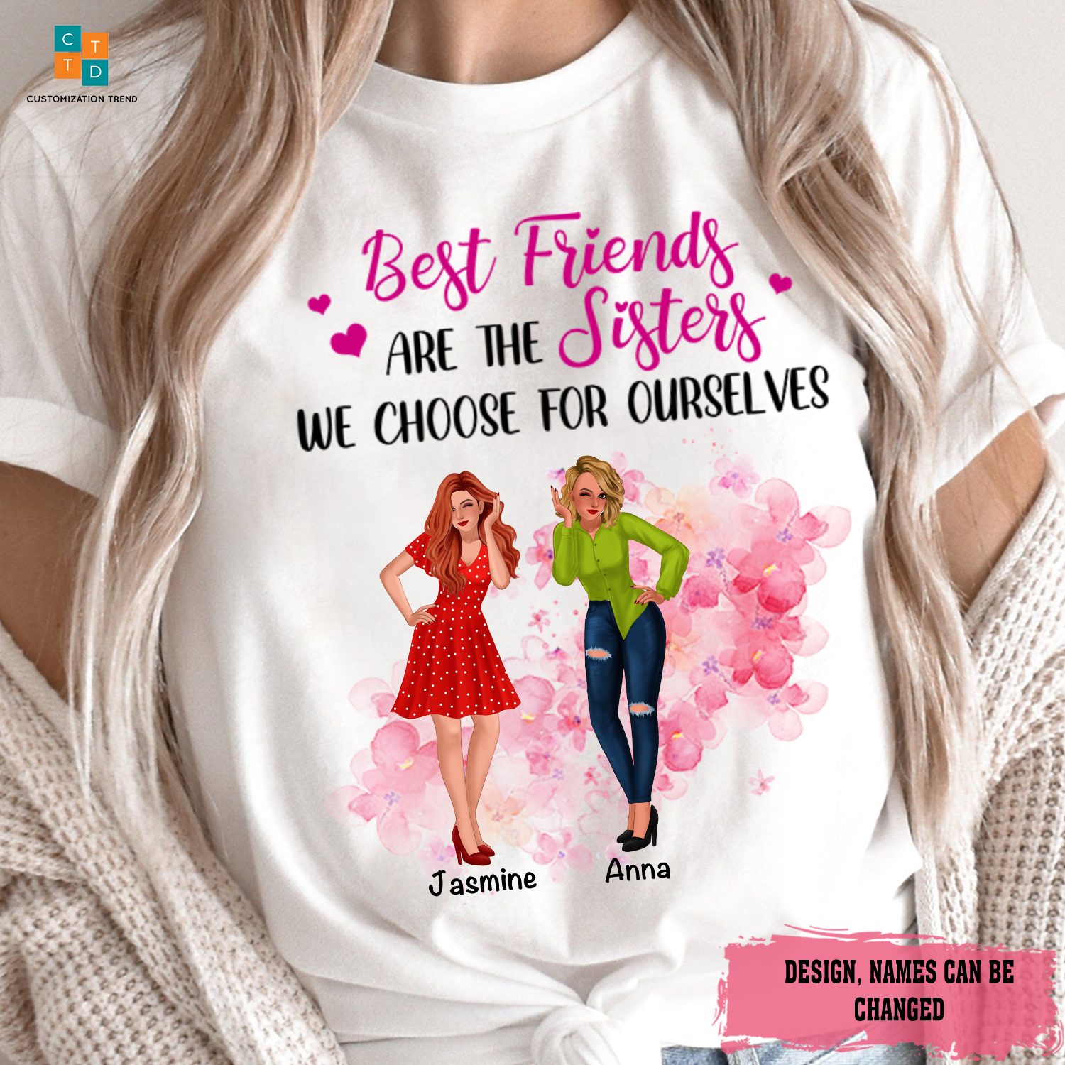 Personalized Lovely Girls Best Friends Are Sisters Shirt, Custom Friend, Besties, Sister Shirt