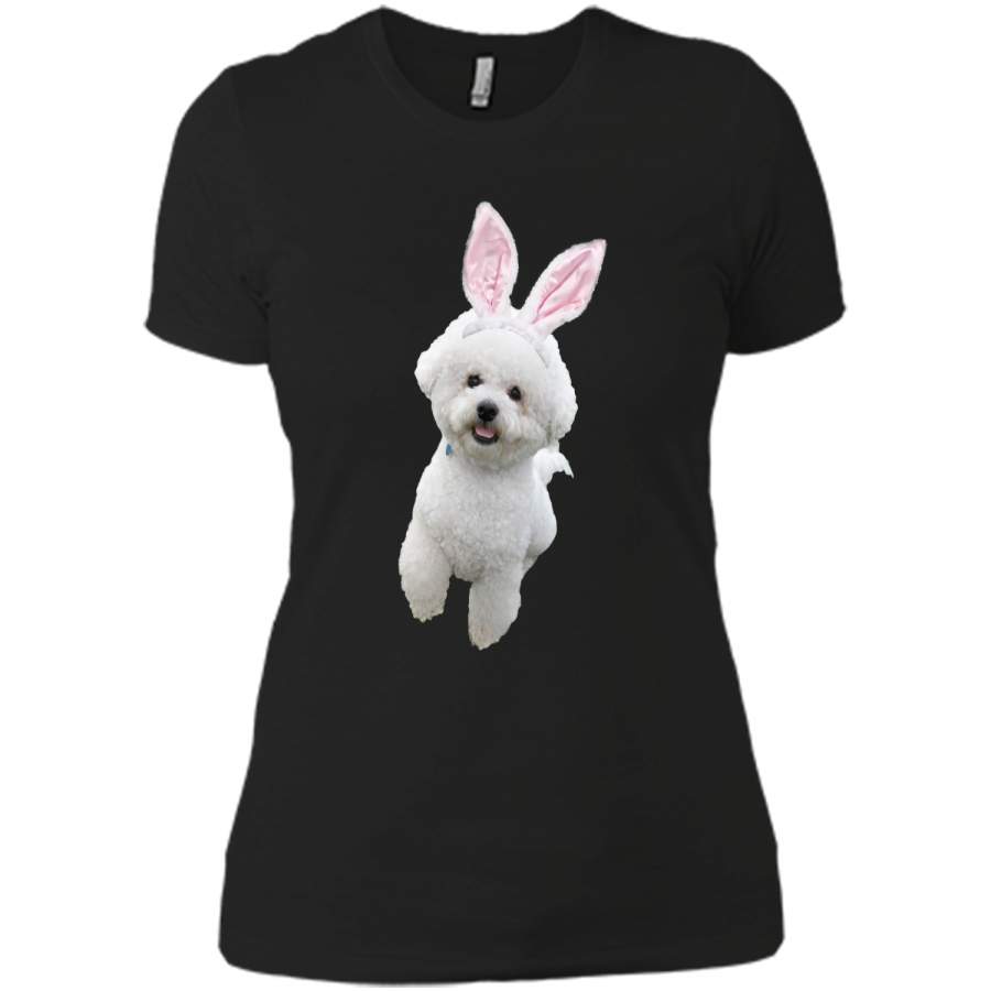 Bichon Frise Wearing Easter Bunny Ears Dog T-Shirt Next Level Ladies Boyfriend Tee