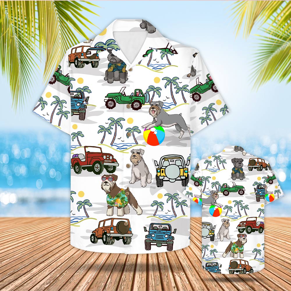 Schnauzer & Jeep Hawaiian Shirt Beach Shirt Gift For Schnauzer Mom Schnauzer Dad M0402 Nh00