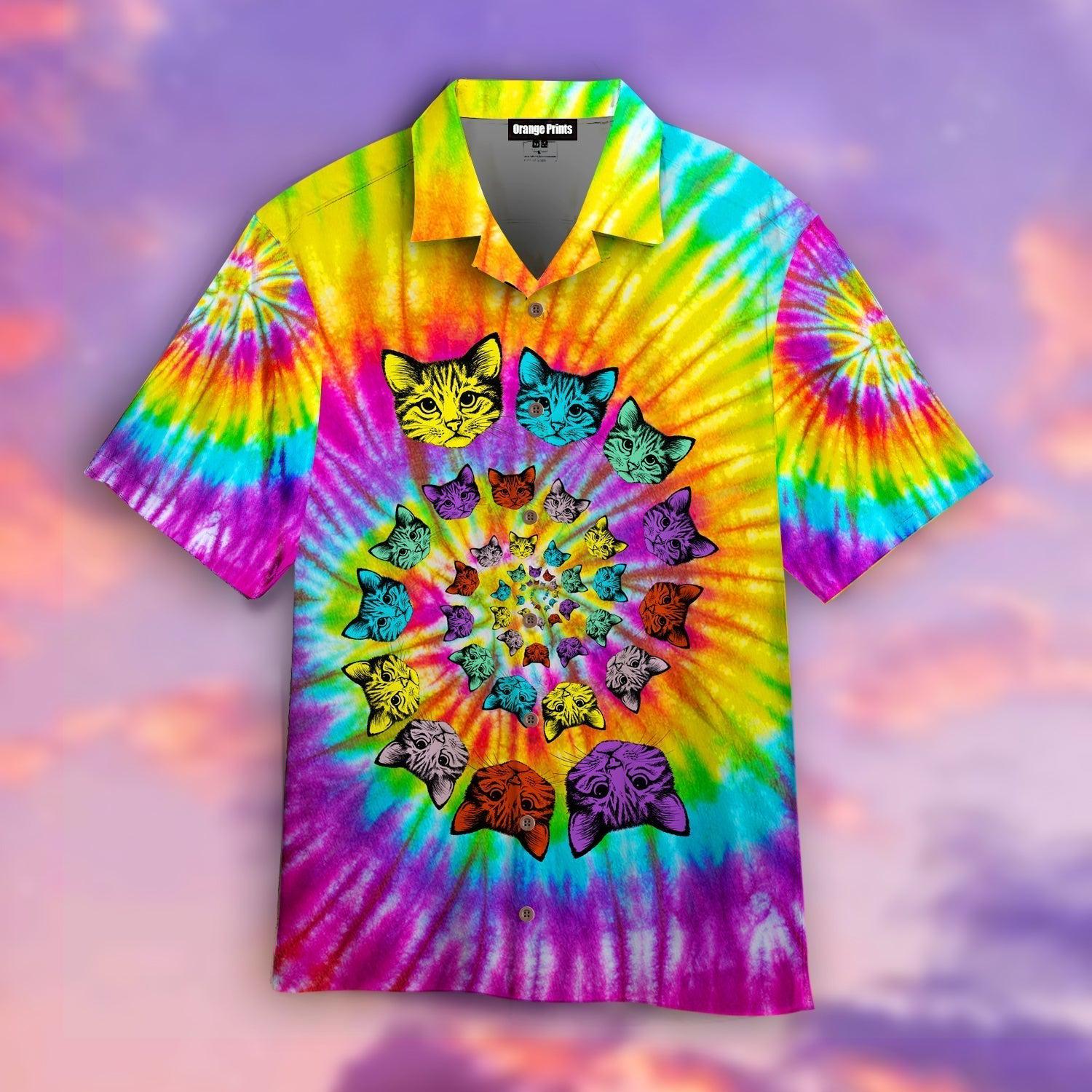 Tie Dye Hippie Cat Cute Hawaii Shirt For Men And Women Ha88226