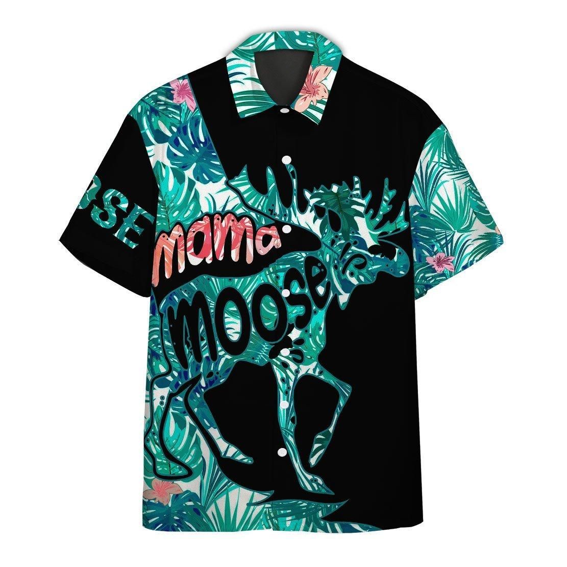 3D Mama Moose Mother Day Aloha Hawaiian Shirt Colorful Short Sleeve Summer Beach Casual Shirt For Men And Women