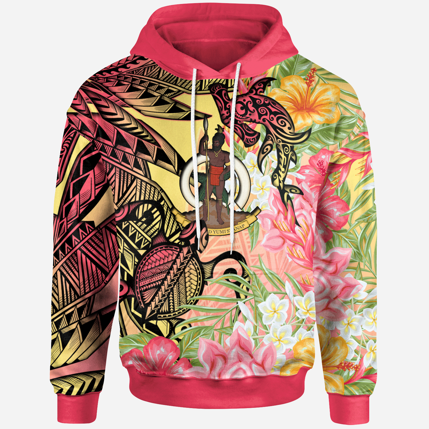 Vanuatu Hoodie – Flowers Tropical With Sea Animals – BN01