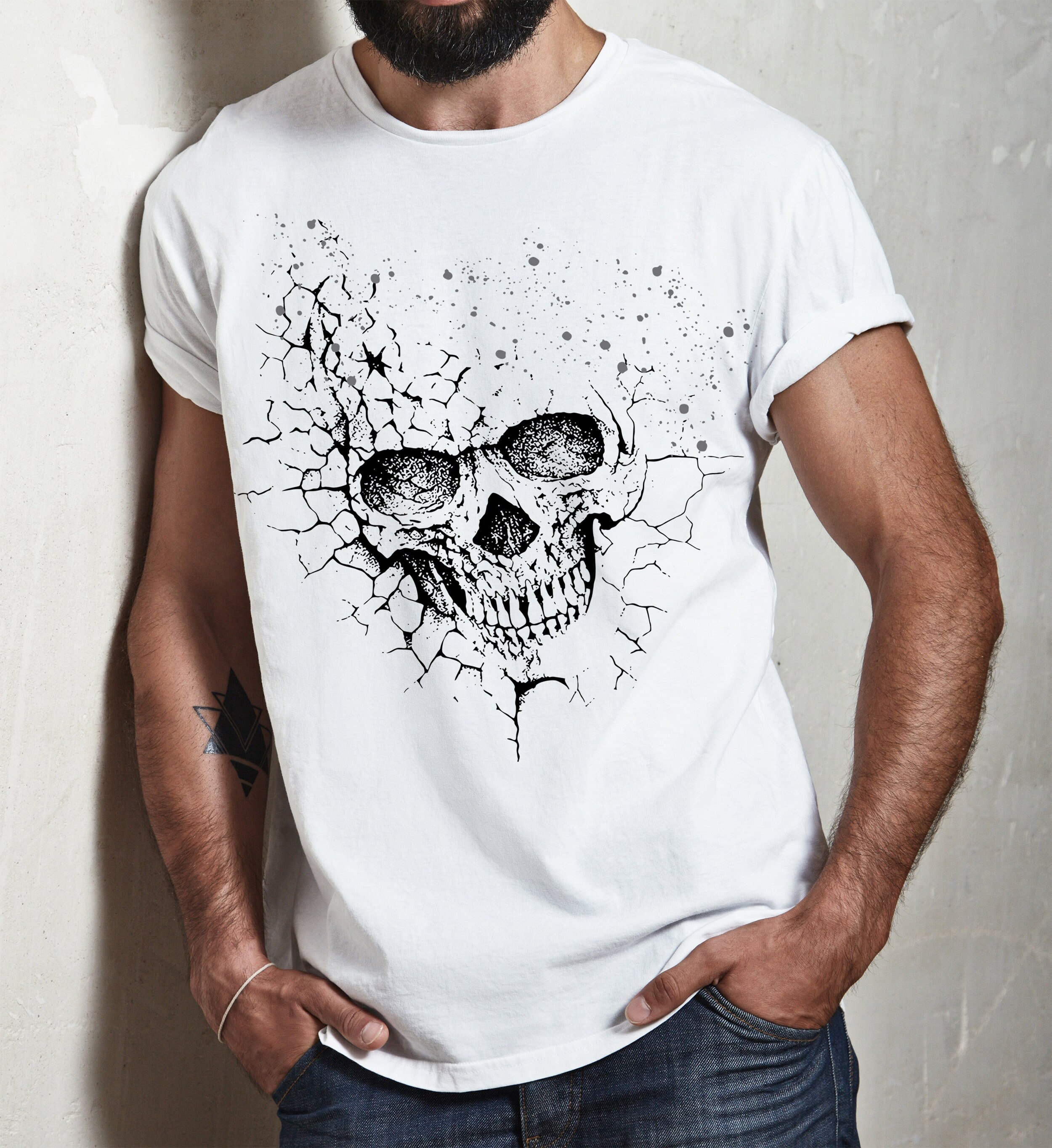 Skull Shirts for Men Tshirt Cool Reaper Face Vintage Skull 3D Skull Effect T-shirt Fashion Shirts For Men