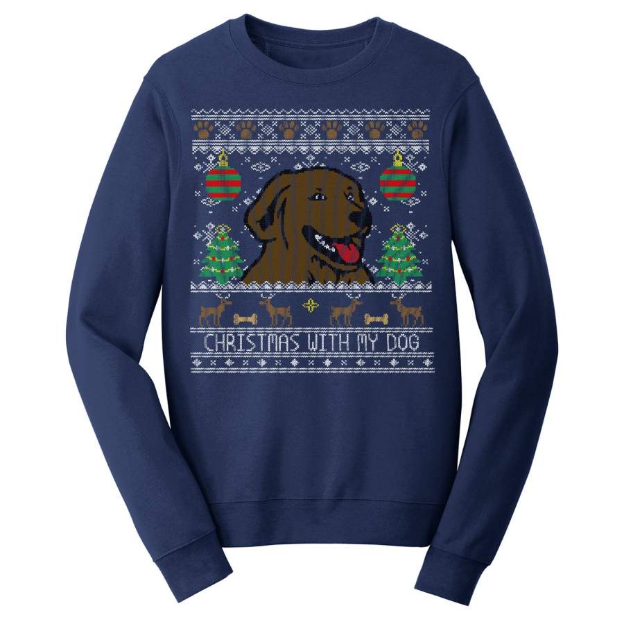 Ugly Christmas Chocolate Lab – Adult Unisex Crewneck Sweatshirt