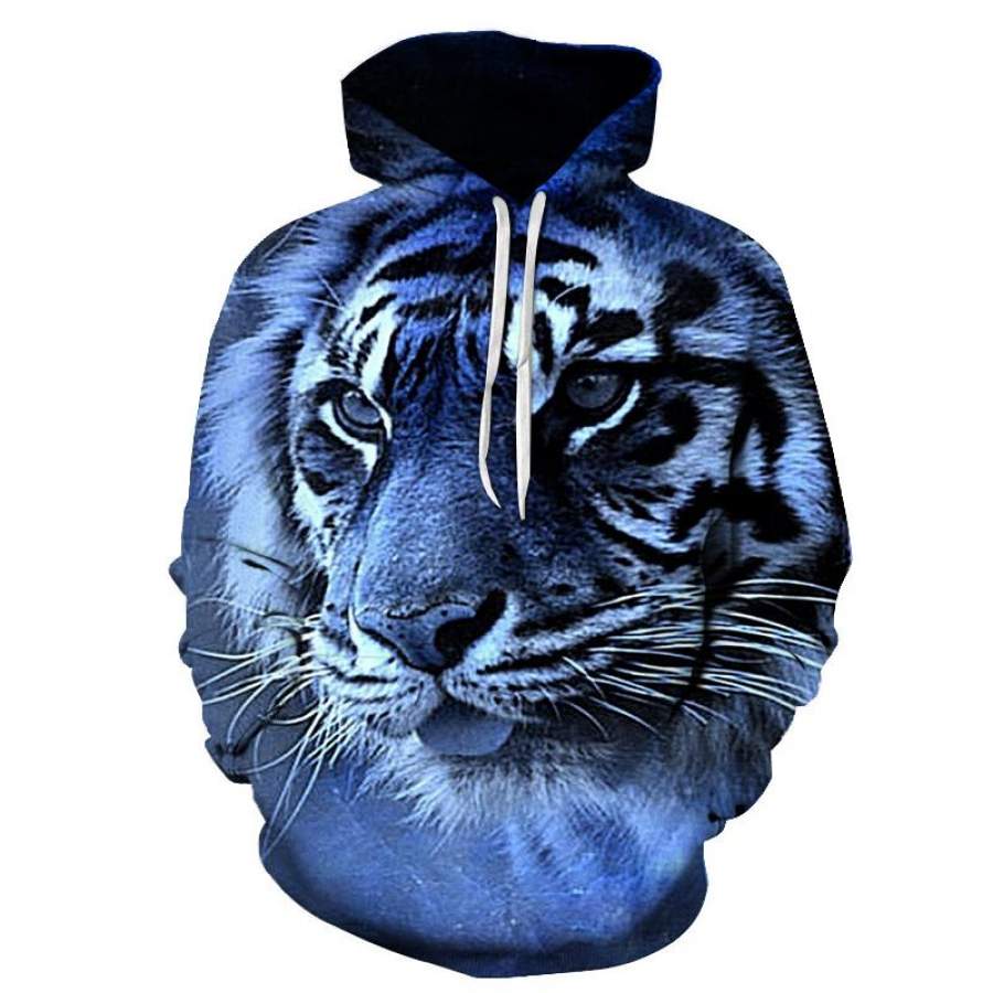 Tiger Graphic Hoodie The King of Animal All-Over Print Pullover Sweatshirt