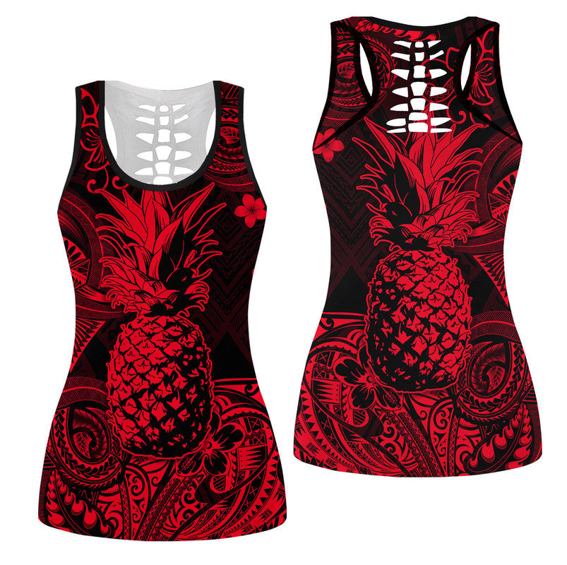 Hawaiian Pineapple Polynesian Hollow Tank Top Unique Style Red Ha103960