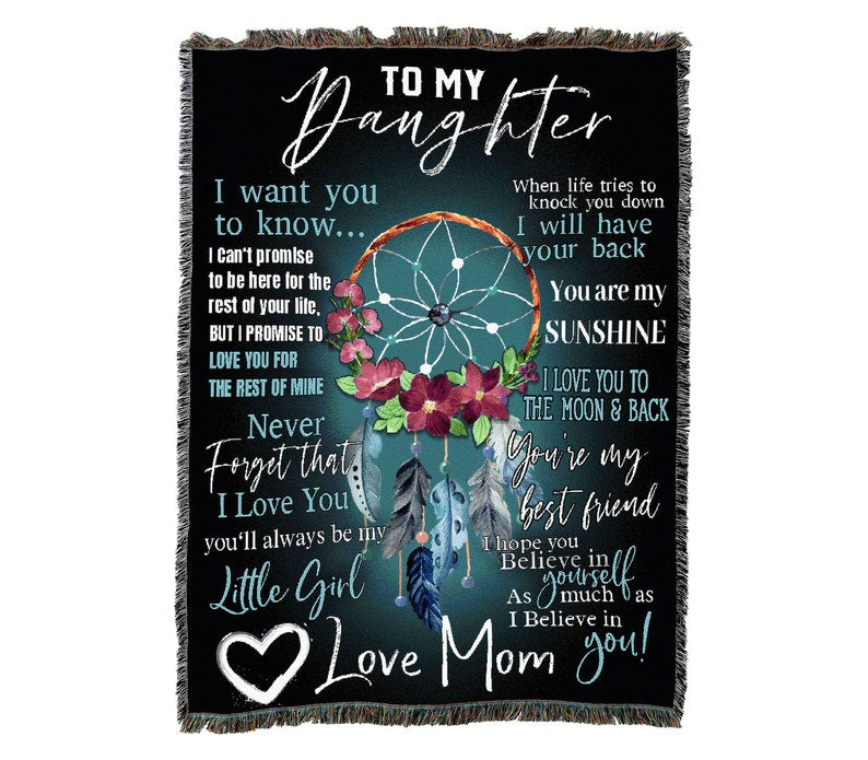 To Daughter From Mom You Are Me Sunshine Dream Catcher Vintage Retro Style Couch Sofa Blanket,  Woven Throw Blanket Home Decor