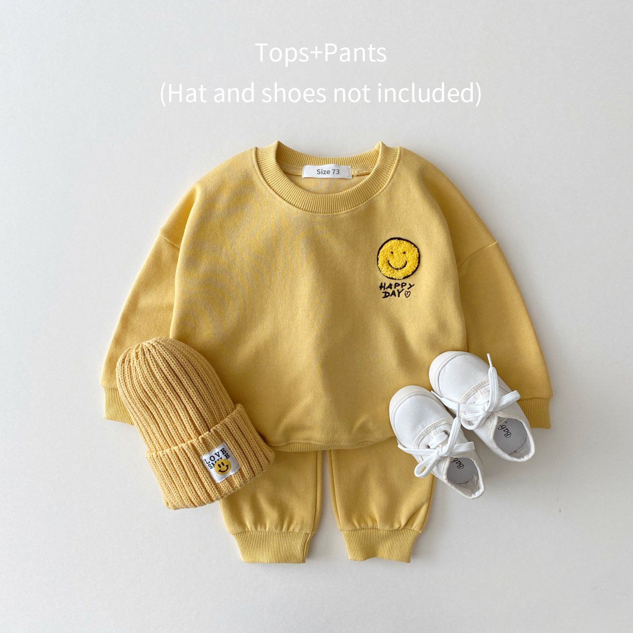 2022 Baby Clothing Set Healthy Cotton Smiley Face Boys Hoodie Suit Toddler Girls Clothes Set 2Pcs Sweater Tops+Jogger Pants Set alx