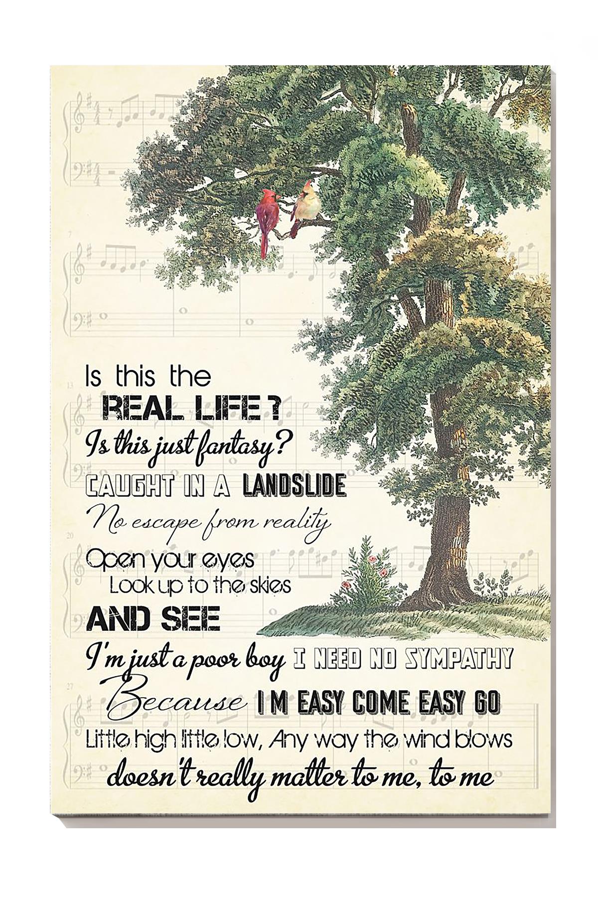 Bohemian Rhapsody Lyrics Vintage Tree Wall Art For Queen Fan Home Decor Wrapped Canvas