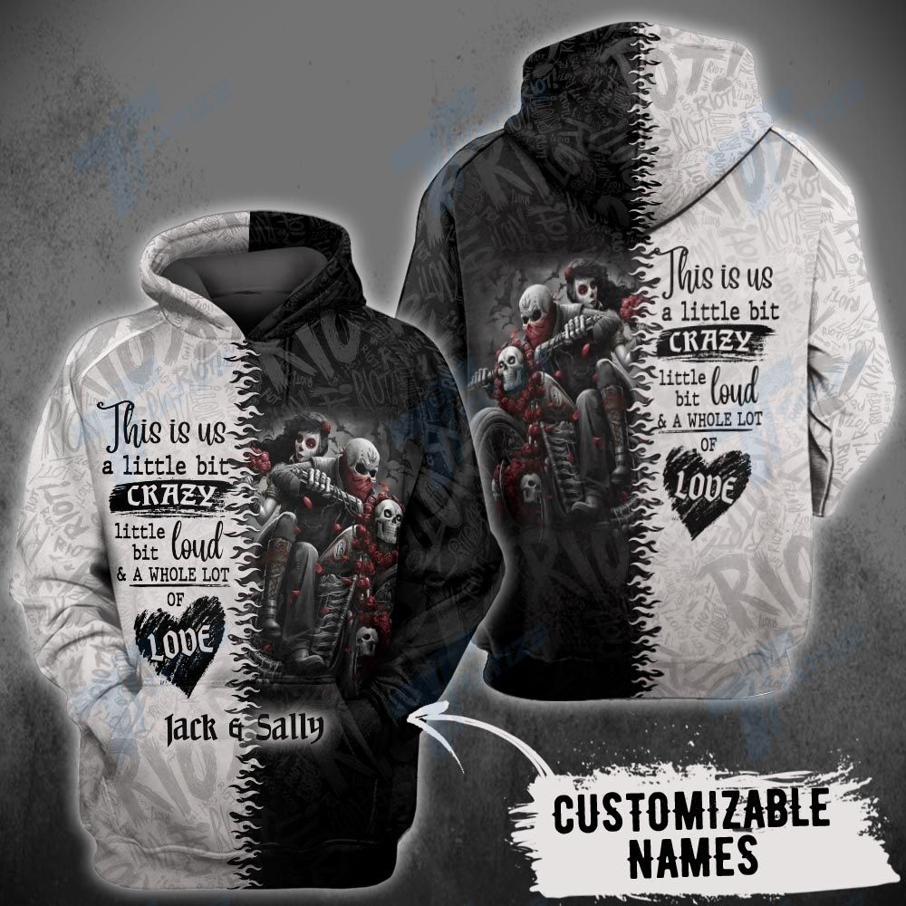 Skull riding couple this is us custom 3D All Over Printed Shirt, Sweatshirt, Hoodie, Bomber Jacket Size S – 5XL