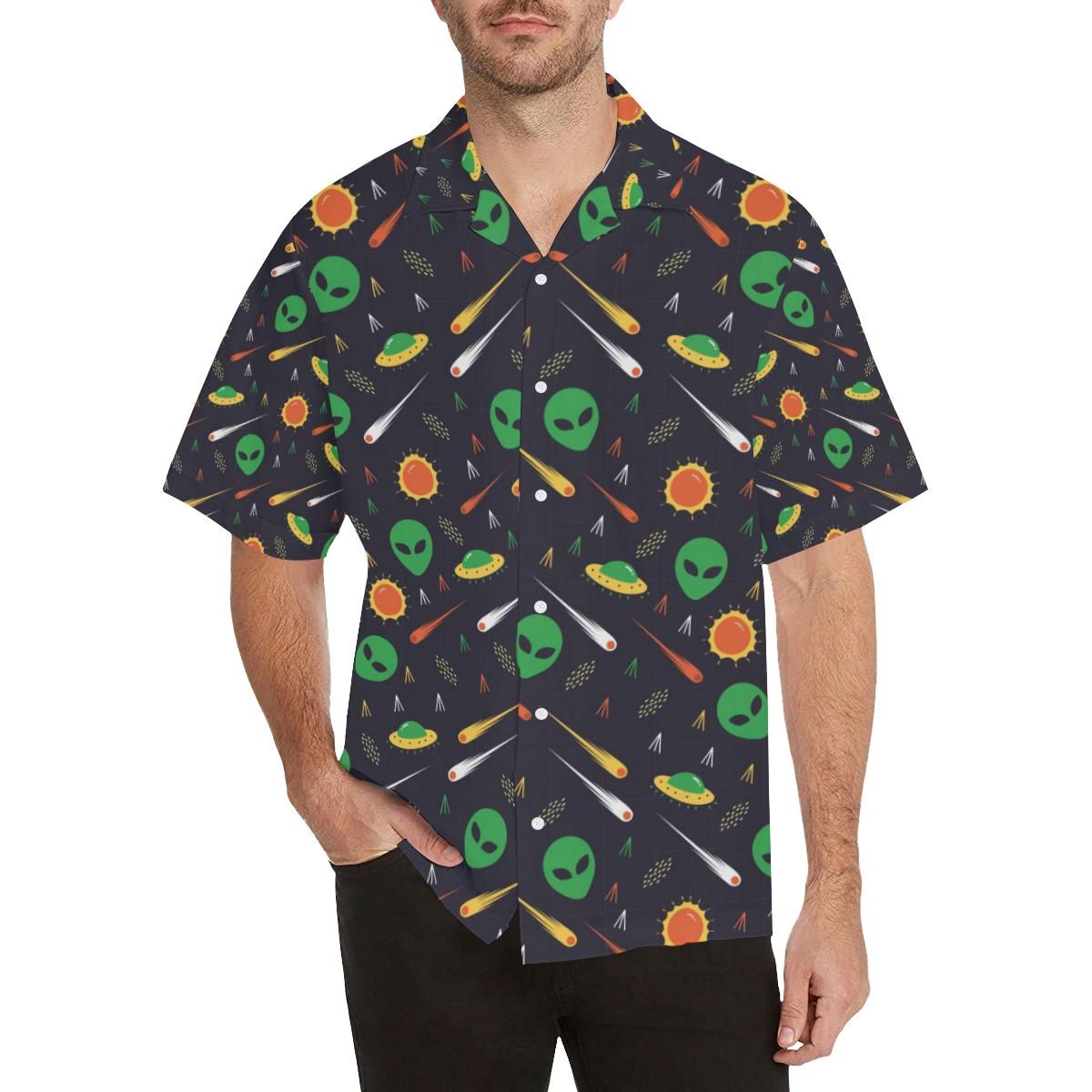 Alien Pattern Print Design 03 Men’s All Over Print Hawaiian Shirt (model T58)