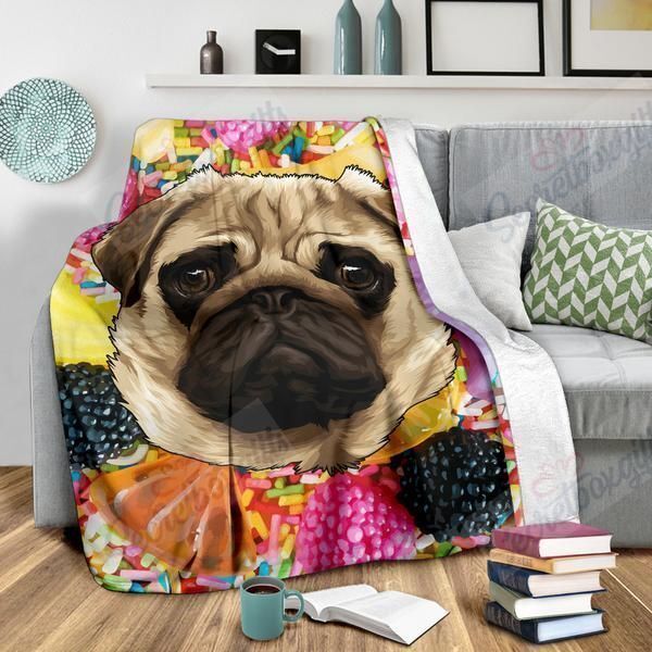 Pug Candy Gs-Cl-Dt3103 Fleece Blanket