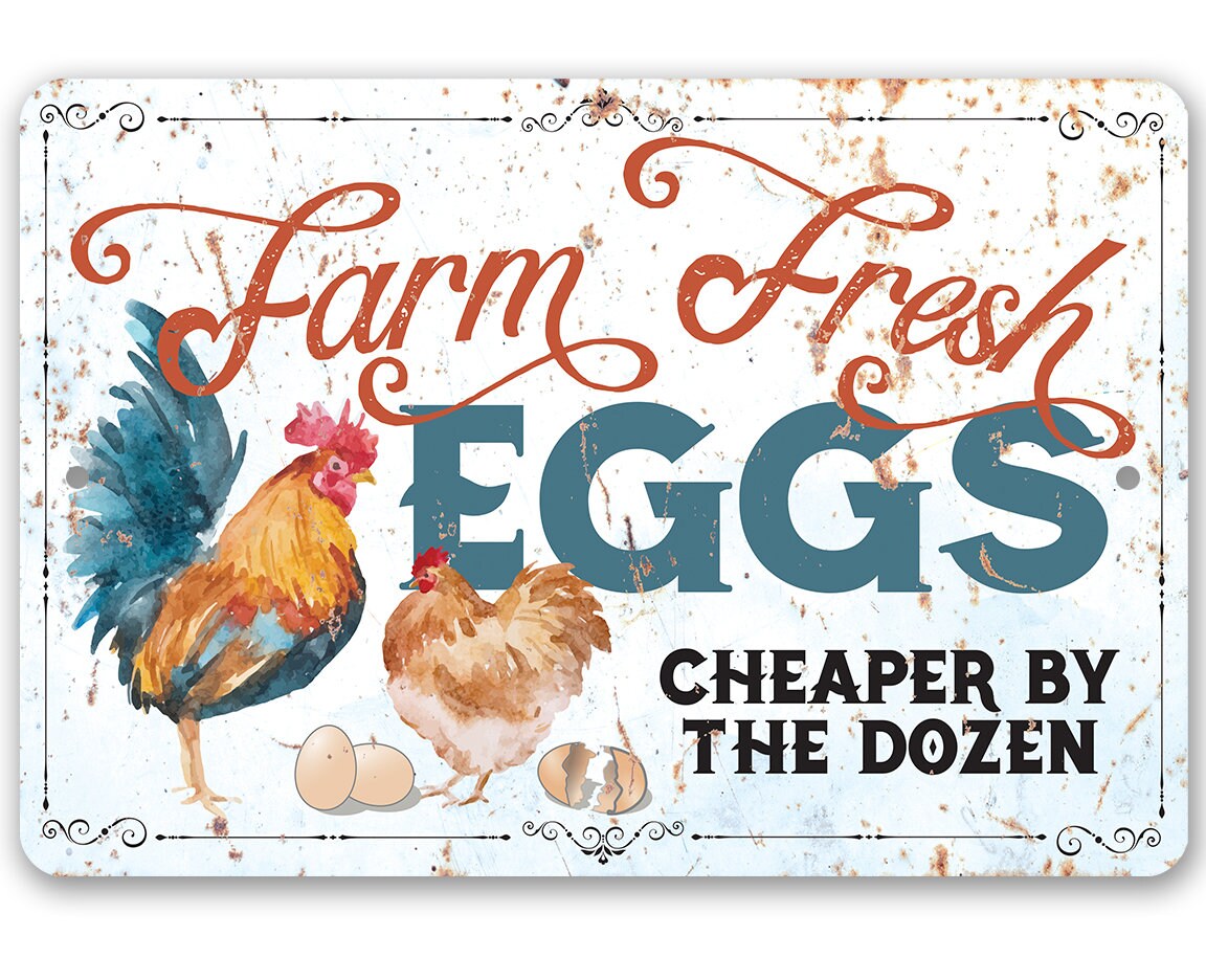 Farm Fresh Eggs – 8″ x 12″ or 12″ x 18″ Aluminum Tin Awesome Metal Poster