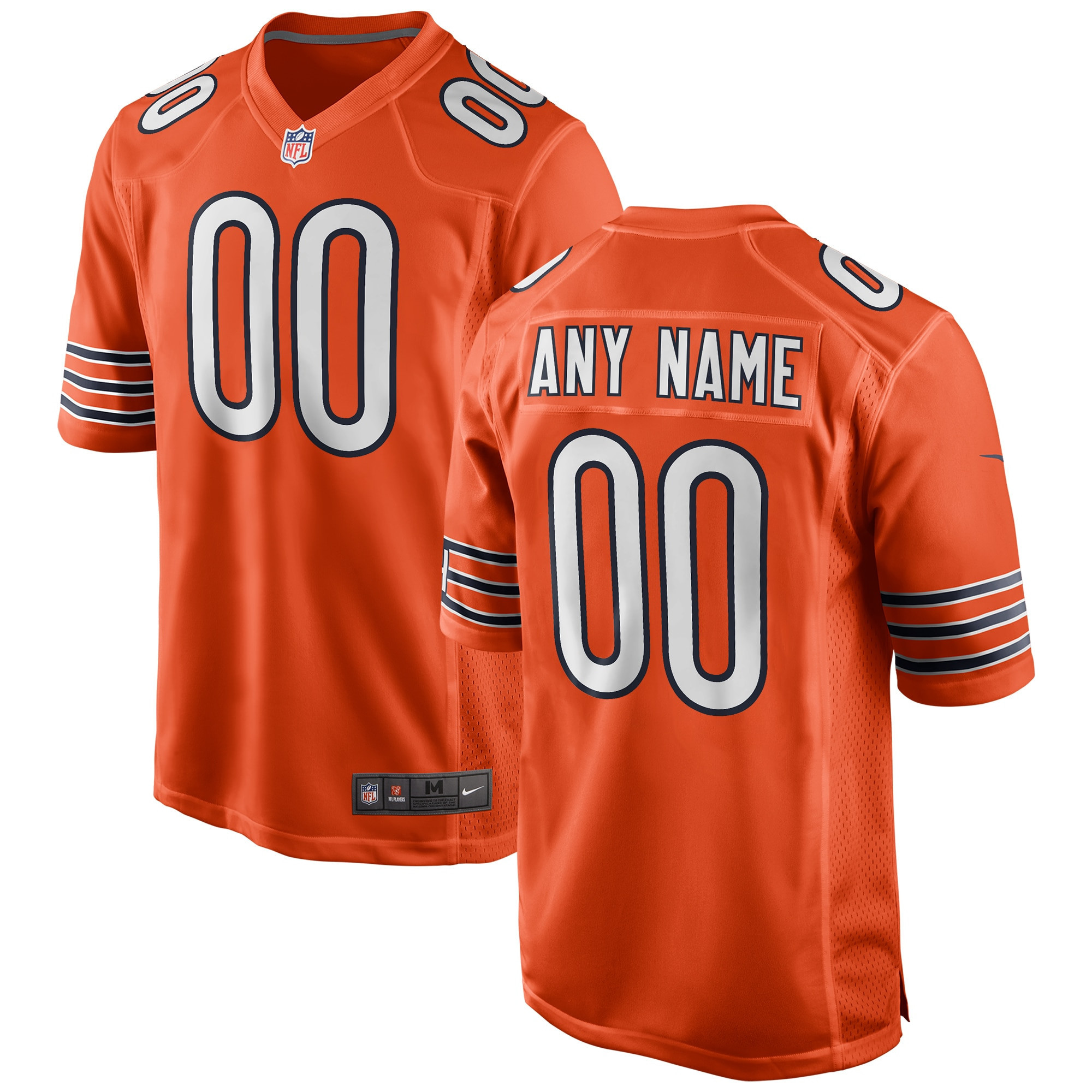 Chicago Bears Alternate Custom Game Jersey Orange Custom Jerseys NFL