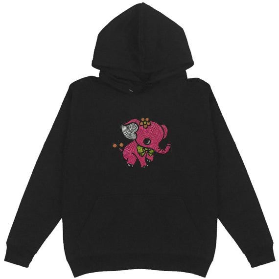 Pink Elephant Stone Pullover Hoodie Plus Size Unisex Bling Bling Handmade Cute Animal 770