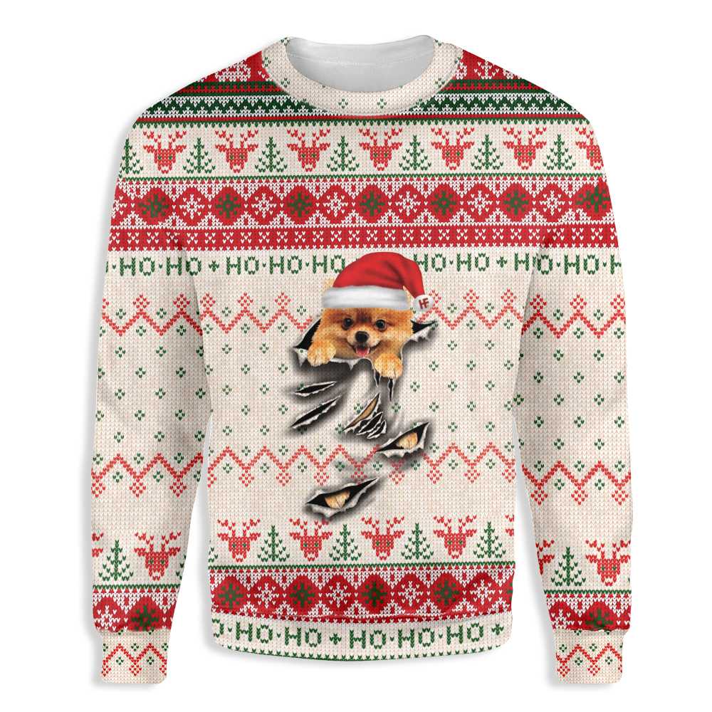 Ugly Christmas Pomeranian Scratch Ez12 1510 All Over Print Sweatshirt