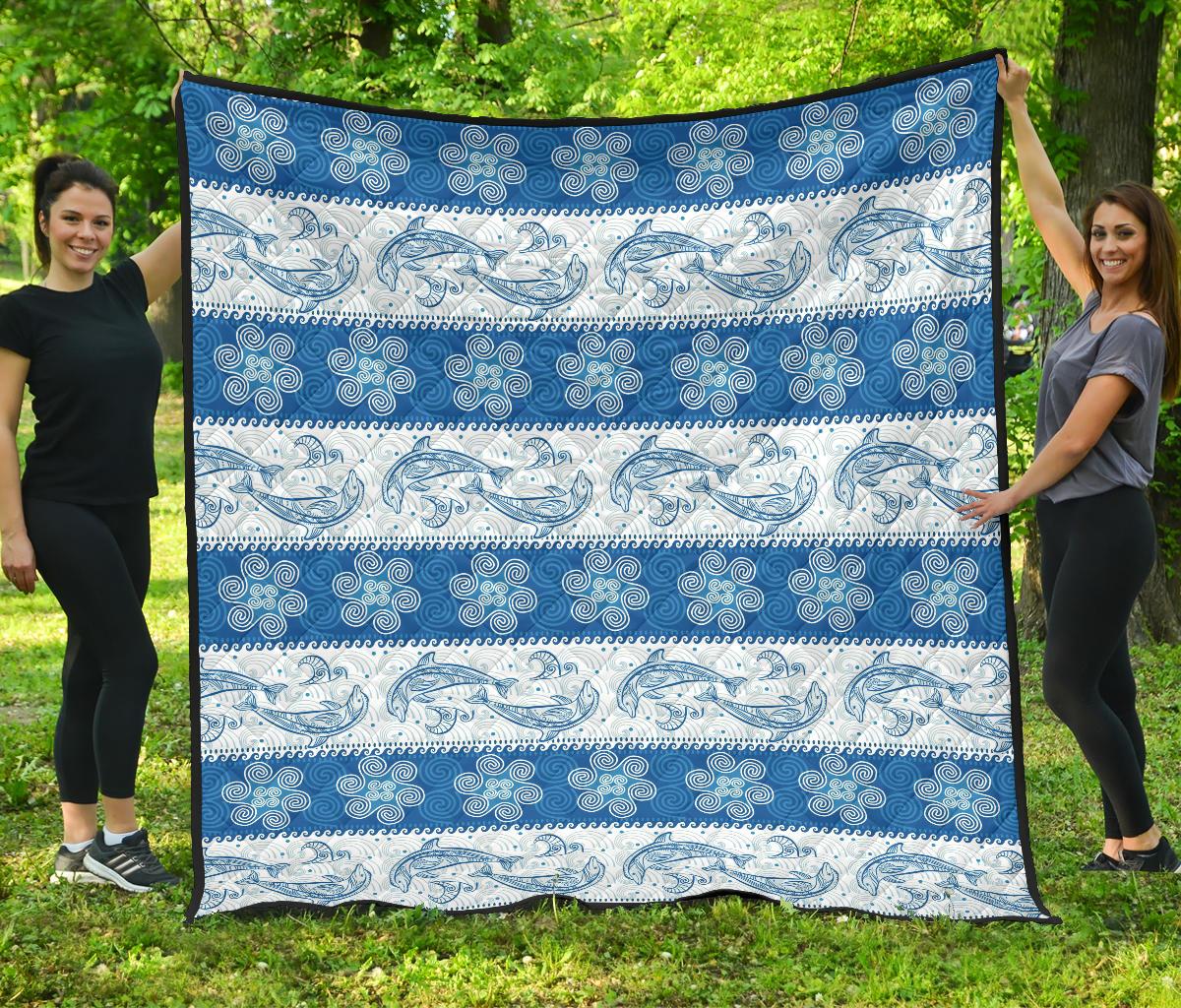 Dolphin Tribal Pattern Premium Quilt