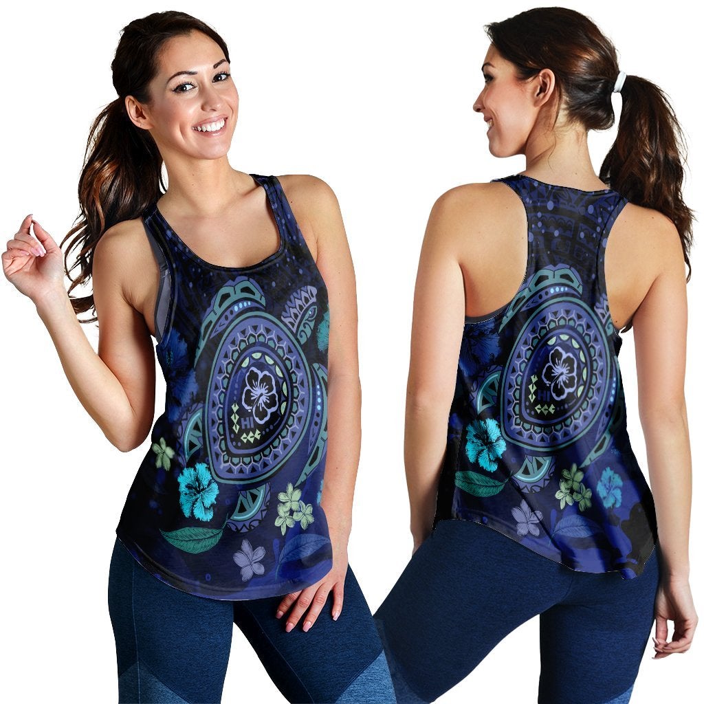 Hawaii Blue Ocean Honu And Flowers Racerback Tank Ha107158