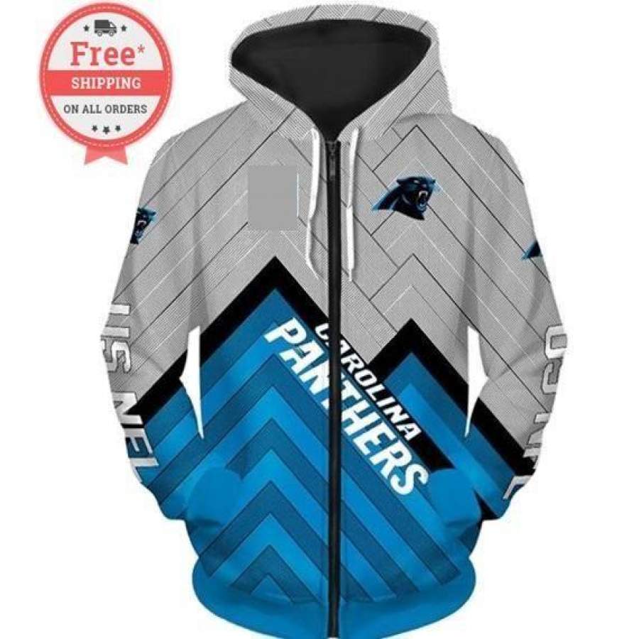 Carolina Panthers Sweatshirts Print Unisex Zip Up Hoodie Unisex 3D All Over Print